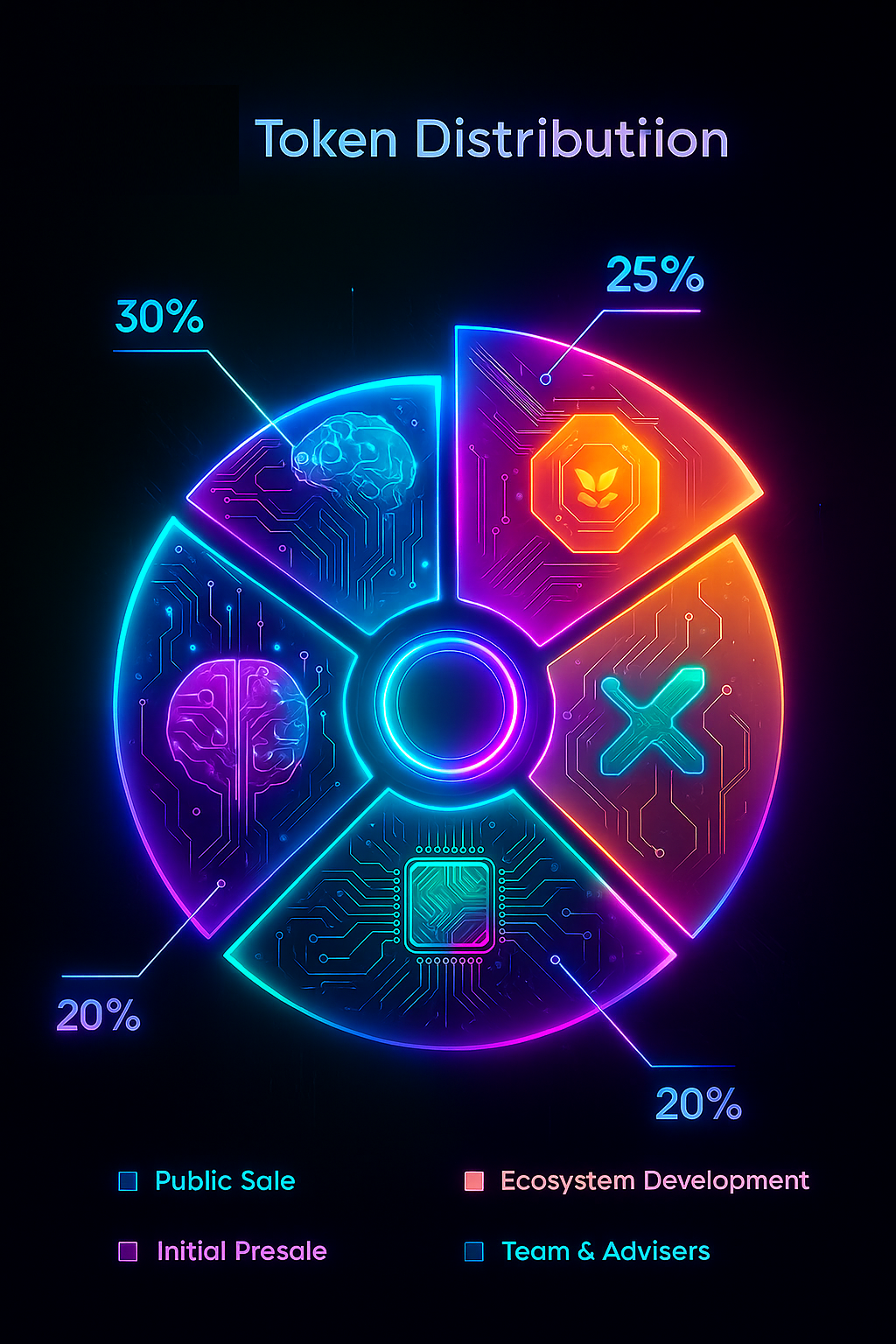 Pie chart of GROK46K token distribution